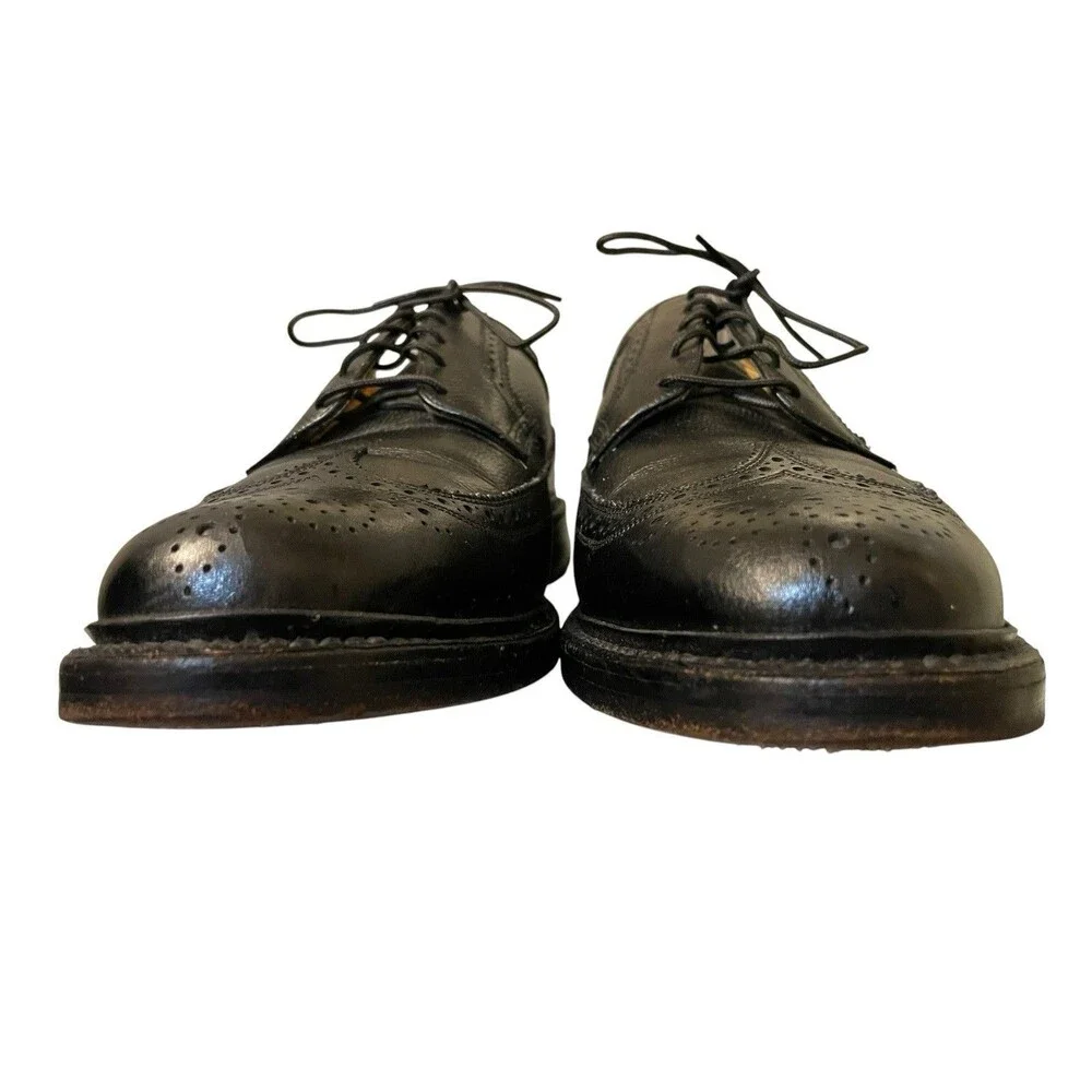 Vintage Florsheim Imperial Black Leather Wingtip Brogue Dress Shoes Size 9 USA